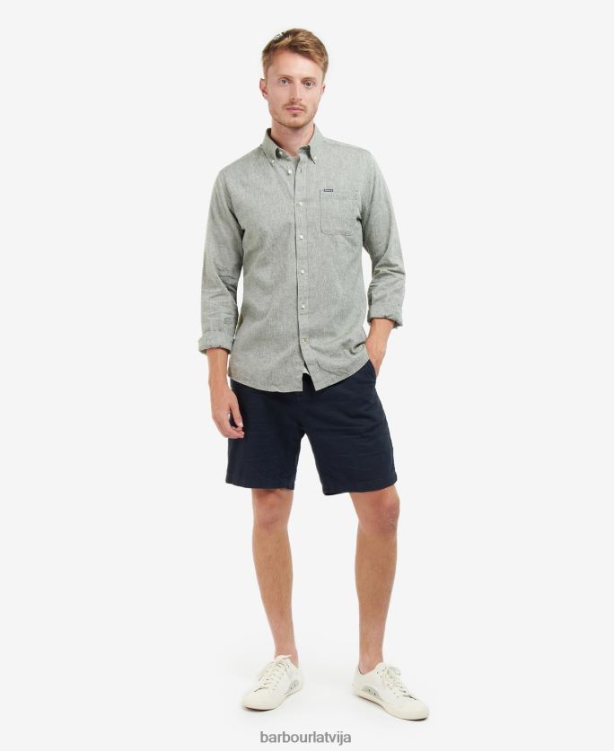 Barbour vīriešiem nelsonam pielāgots krekls P8J88A299 apģērbs balinātas olīvas