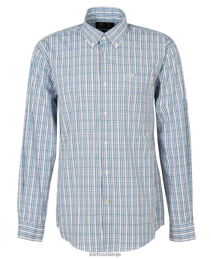 Barbour vīriešiem otterburn parastais rūts krekls P8J88A414 apģērbs vidus zils