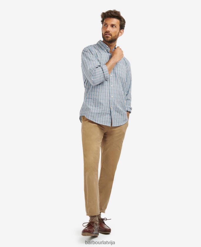 Barbour vīriešiem otterburn parastais rūts krekls P8J88A414 apģērbs vidus zils