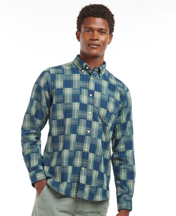 Barbour vīriešiem tartāna plāksteris pielāgots krekls P8J88A459 apģērbs amble smiltis