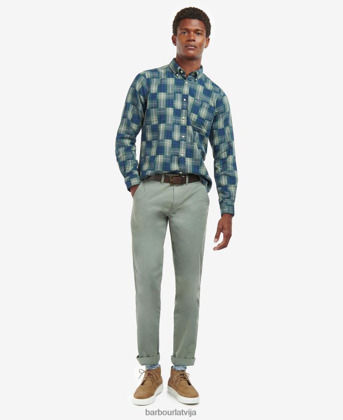 Barbour vīriešiem tartāna plāksteris pielāgots krekls P8J88A459 apģērbs amble smiltis