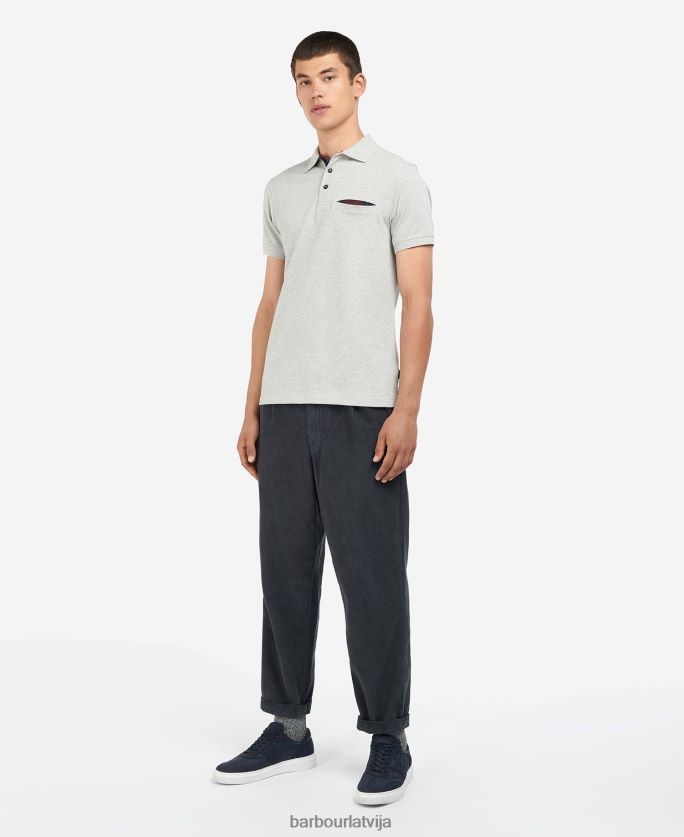 Barbour vīriešiem barwick polo krekls P8J88A721 apģērbs pelēkais merģelis