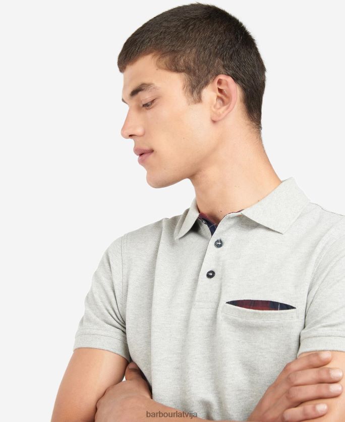 Barbour vīriešiem barwick polo krekls P8J88A721 apģērbs pelēkais merģelis