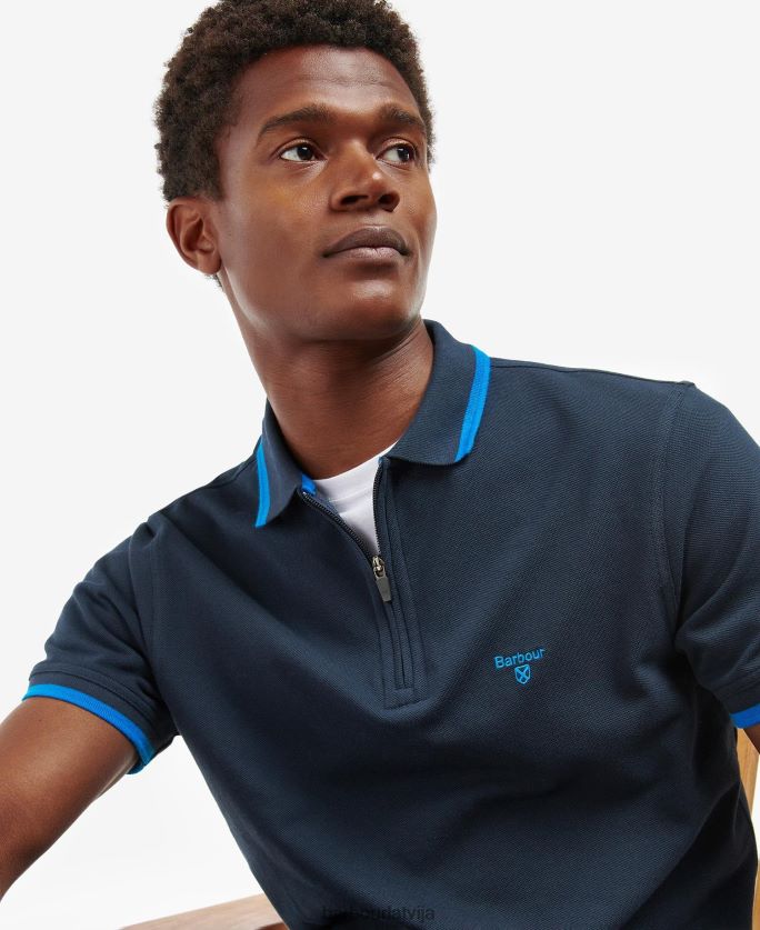 Barbour vīriešiem beaumont zip polo krekls P8J88A735 apģērbs klasiskā flote