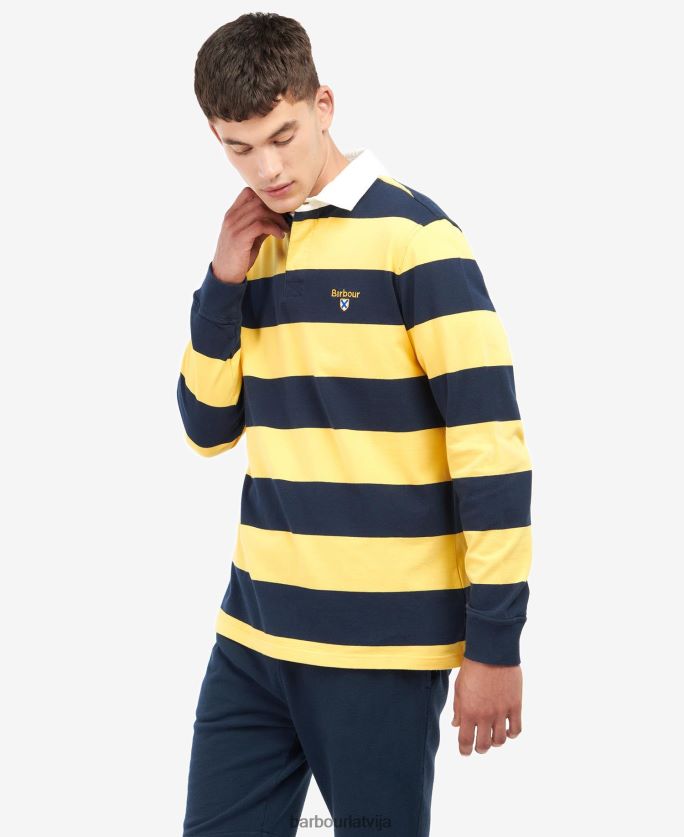 Barbour vīriešiem hollywell svītrains regbija krekls P8J88A706 apģērbs čuksti balts