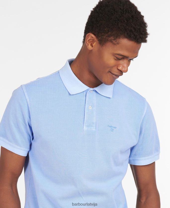 Barbour vīriešiem izmazgāts sporta polo krekls P8J88A595 apģērbs debesis