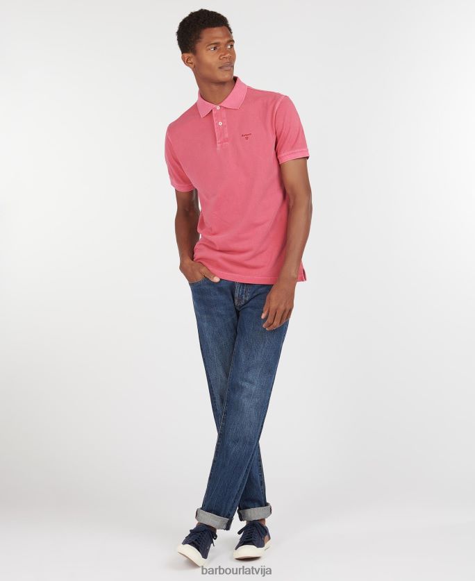 Barbour vīriešiem izmazgāts sporta polo krekls P8J88A609 apģērbs debesis