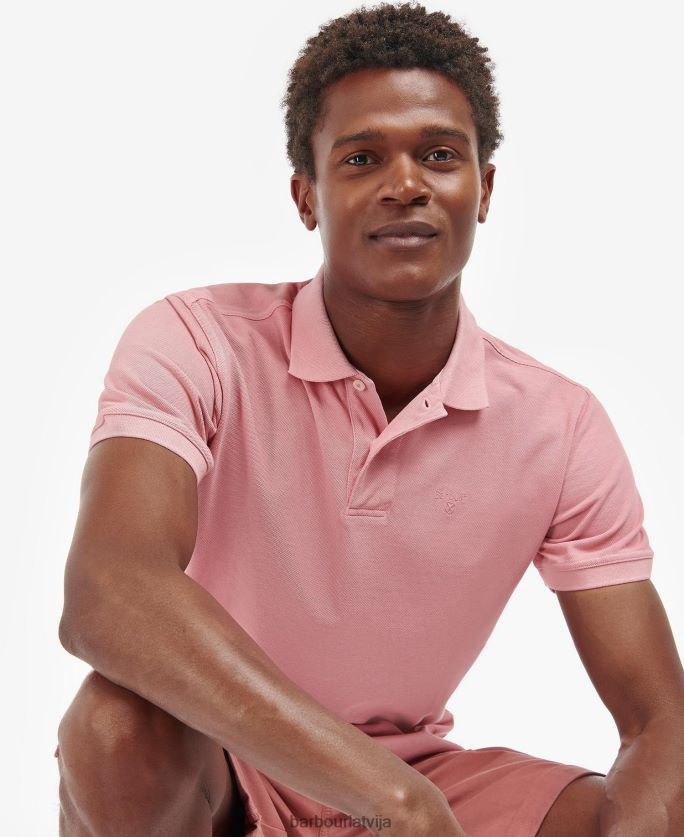 Barbour vīriešiem mazgāt sporta polo kreklu P8J88A548 apģērbs rozā sāls
