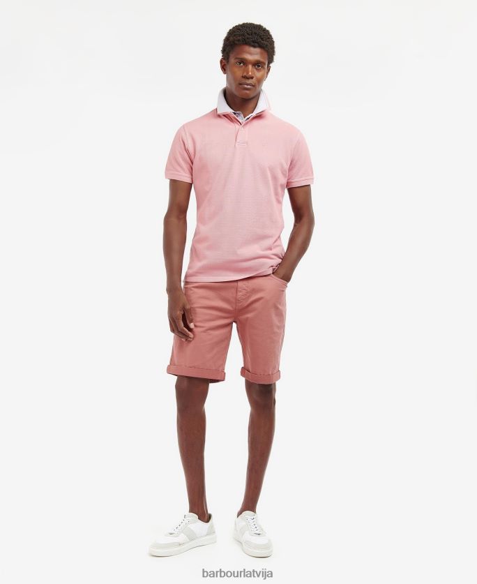 Barbour vīriešiem mazgāt sporta polo kreklu P8J88A548 apģērbs rozā sāls
