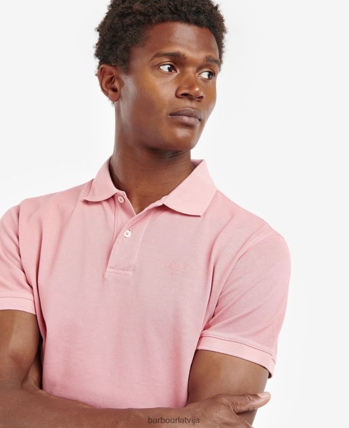 Barbour vīriešiem mazgāt sporta polo kreklu P8J88A548 apģērbs rozā sāls