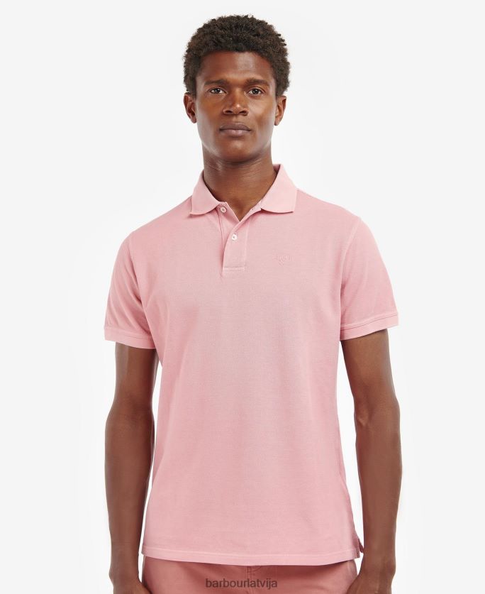Barbour vīriešiem mazgāt sporta polo kreklu P8J88A548 apģērbs rozā sāls