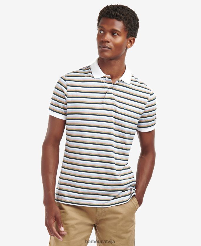 Barbour vīriešiem sandown svītru polo krekls P8J88A642 apģērbs klasisks balts