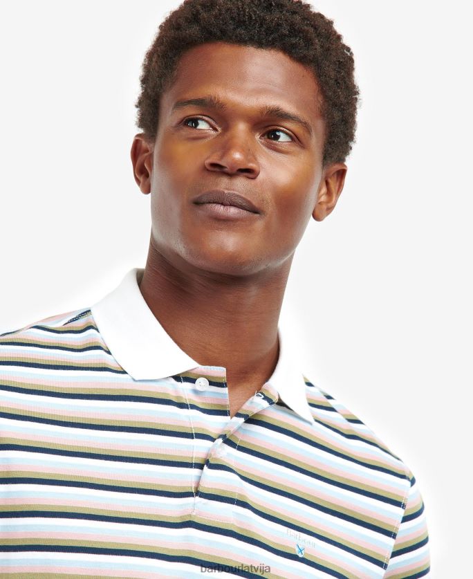 Barbour vīriešiem sandown svītru polo krekls P8J88A642 apģērbs klasisks balts