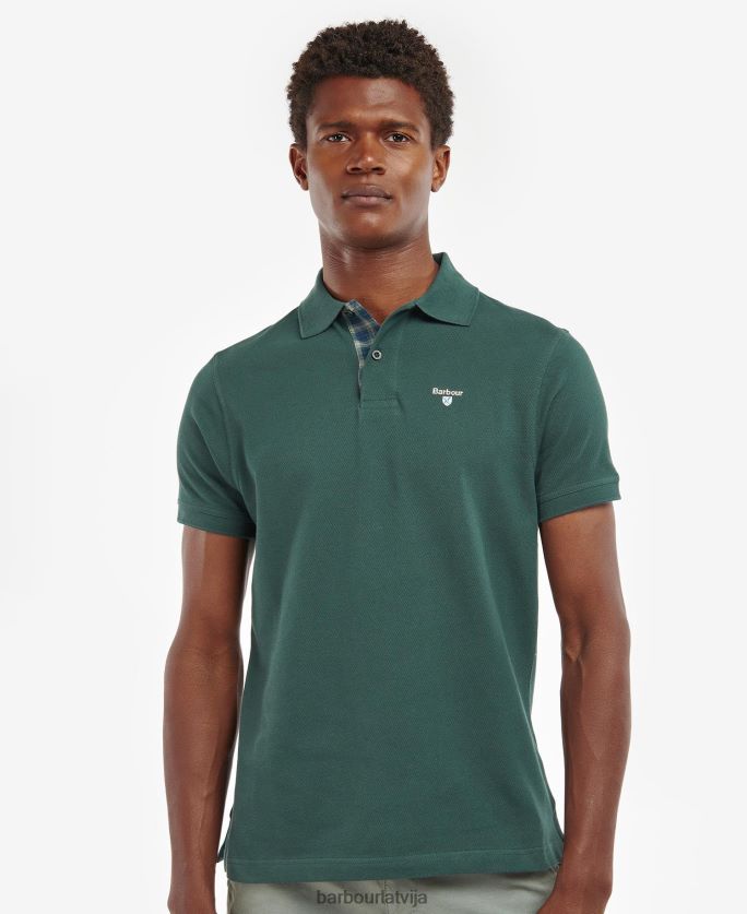 Barbour vīriešiem tartan pique polo krekls P8J88A613 apģērbs mazgāts akmens