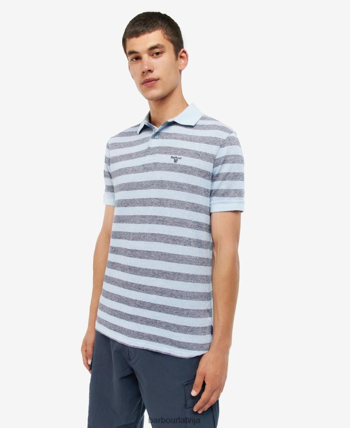 Barbour vīriešiem thorley svītrains polo krekls P8J88A716 apģērbs pulveris zils