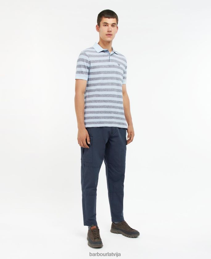 Barbour vīriešiem thorley svītrains polo krekls P8J88A716 apģērbs pulveris zils
