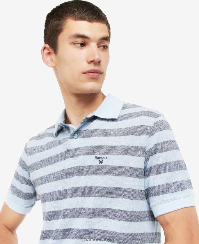 Barbour vīriešiem thorley svītrains polo krekls P8J88A716 apģērbs pulveris zils