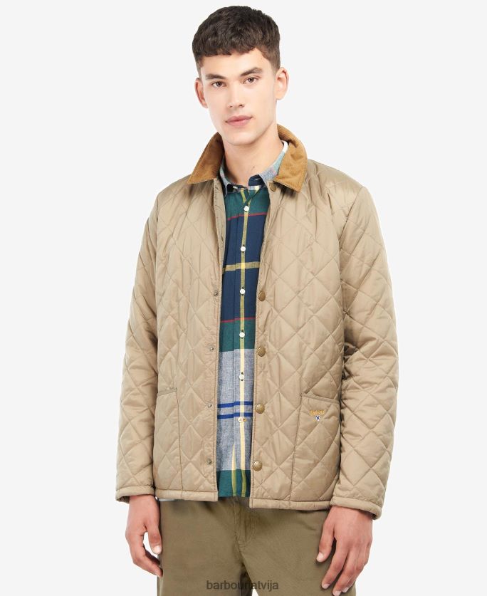 Barbour vīriešiem cekulaina herron stepēta jaka P8J88A158 apģērbs militārā brūnā/vasaras efeja