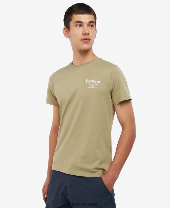 Barbour vīriešiem Satley t-krekls ar grafisku apdruku P8J88A814 apģērbs balinātas olīvas