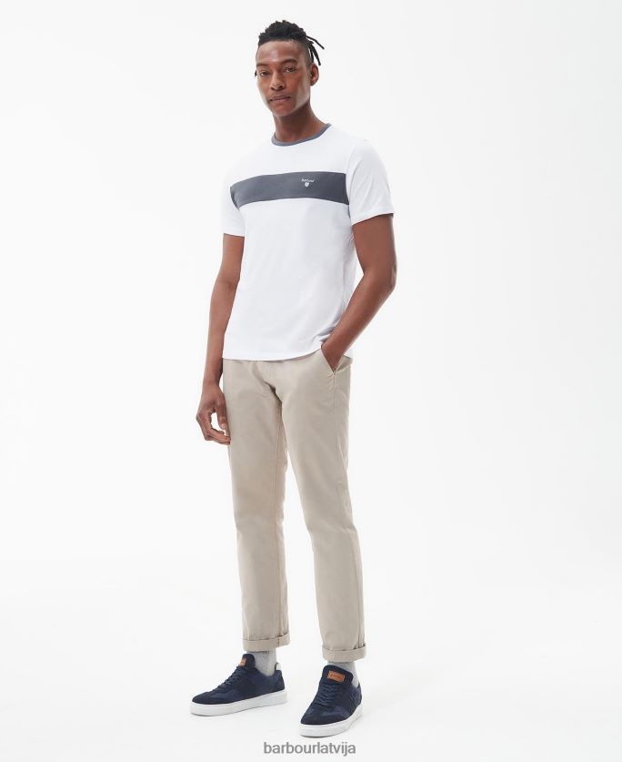 Barbour vīriešiem Steaford paneļa t-krekls P8J88A754 apģērbs klasisks balts