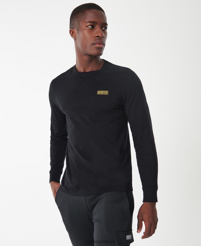 Barbour vīriešiem T-krekls ar logotipu ar garām piedurknēm P8J88A898 apģērbs melns