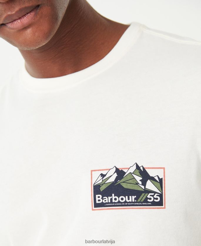 Barbour vīriešiem stikla t-krekls P8J88A755 apģērbs čuksti balts