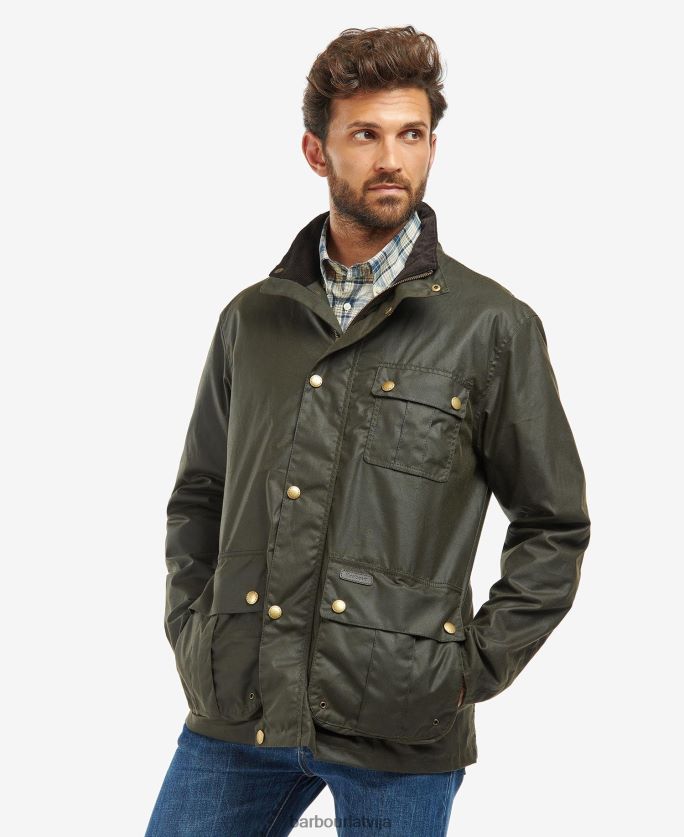 Barbour vīriešiem Dunlin vaskota jaka P8J88A26 apģērbs olīvu/klasiskais tartāns