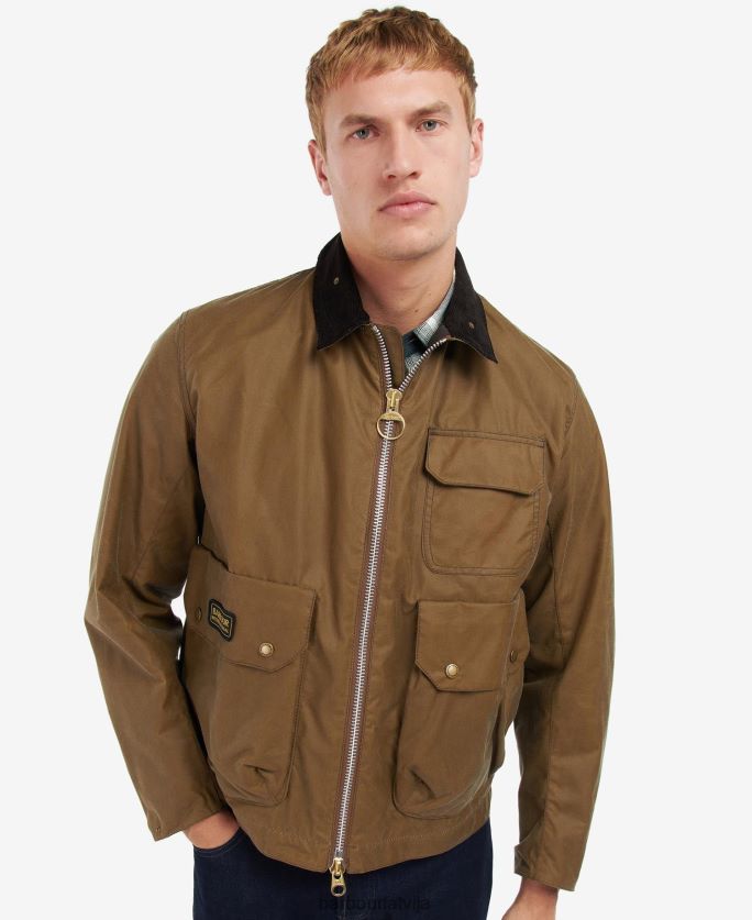 Barbour vīriešiem harlow vaskota jaka P8J88A64 apģērbs smiltis