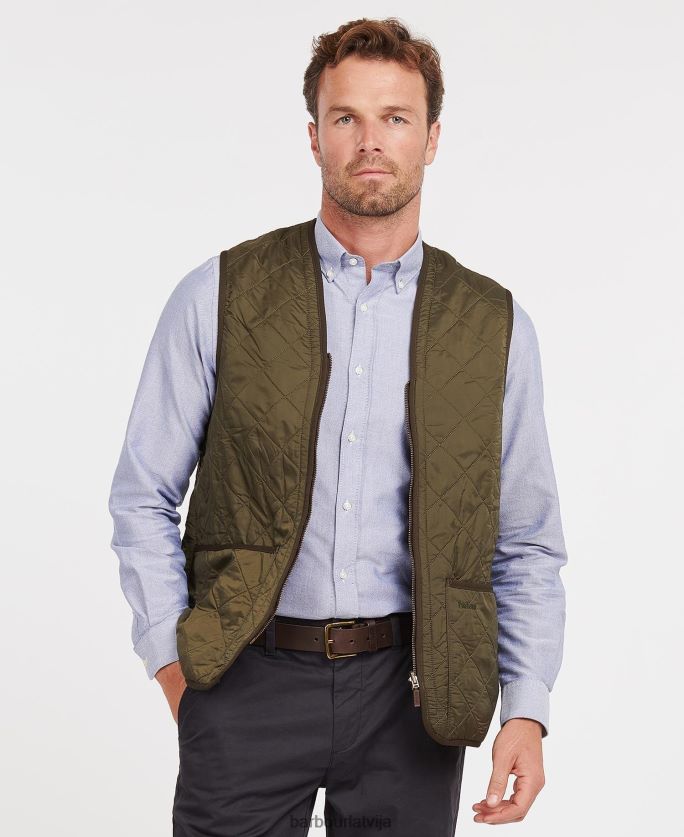 Barbour vīriešiem polarquilt veste/rāvējslēdzēja odere P8J88A2316 apģērbs olīvu