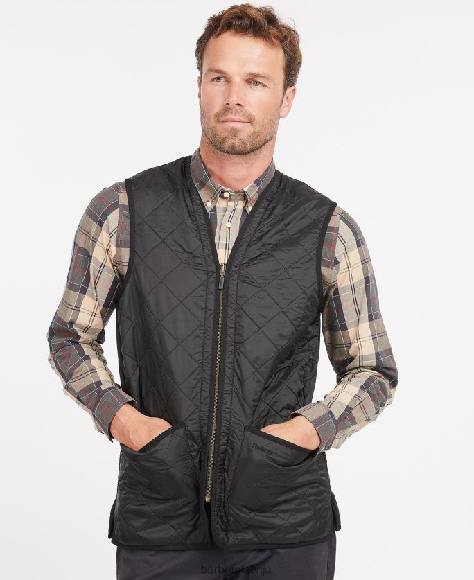 Barbour vīriešiem polarquilt veste/rāvējslēdzēja odere P8J88A2334 apģērbs melns
