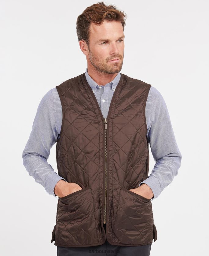 Barbour vīriešiem polarquilt veste/rāvējslēdzēja odere P8J88A2341 apģērbs tumši brūns