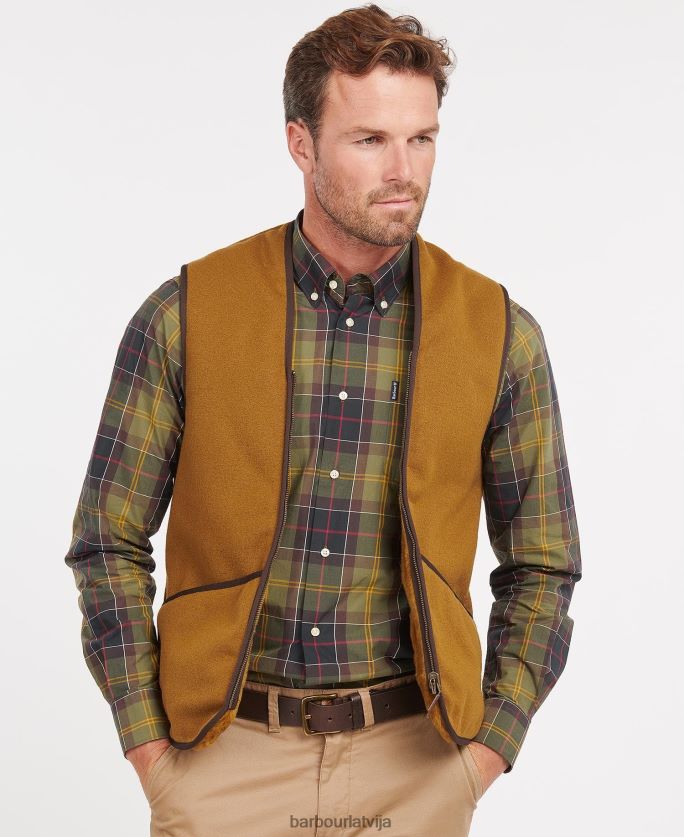 Barbour vīriešiem silta pāļu veste/rāvējslēdzēja odere P8J88A2322 apģērbs brūns