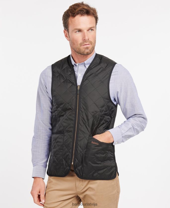 Barbour vīriešiem stepēta veste/rāvējslēdzēja odere P8J88A2330 apģērbs melns/moderns