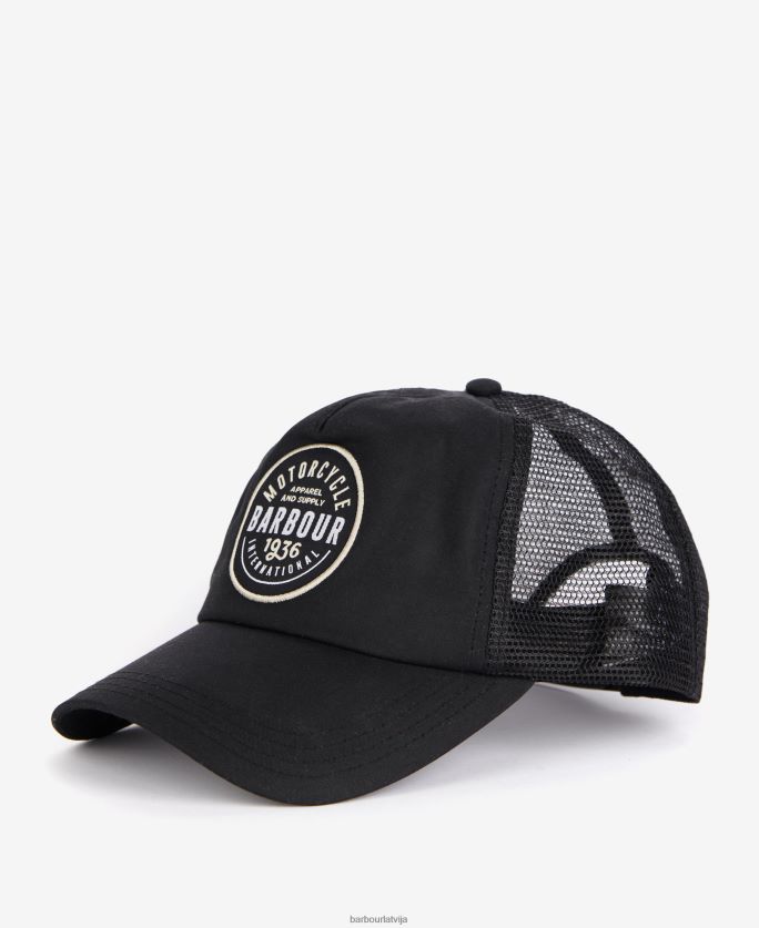 Barbour vīriešiem farraday trucker vaska vāciņš P8J88A2292 Piederumi klasisks melns