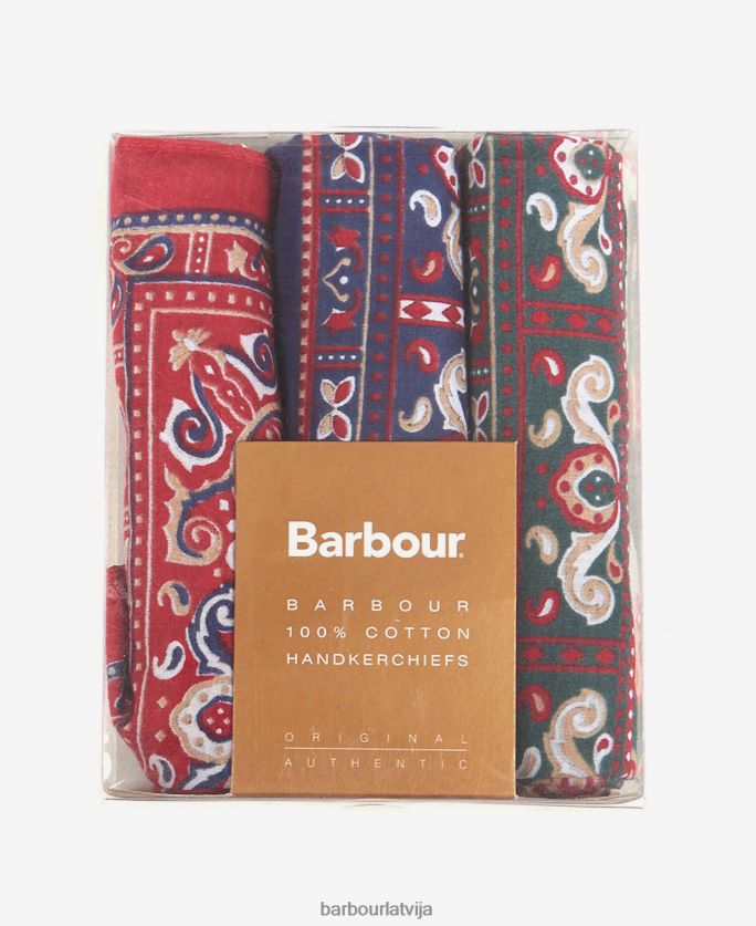 Barbour vīriešiem paisley kabatlakati dāvanu kastītes komplekts P8J88A2352 Piederumi sarkans/zaļš/navy