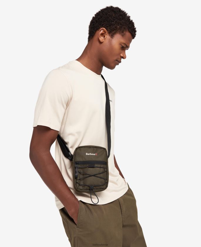 Barbour vīriešiem arwin canvas crossbody soma P8J88A2192 Piederumi olīvu/melnu