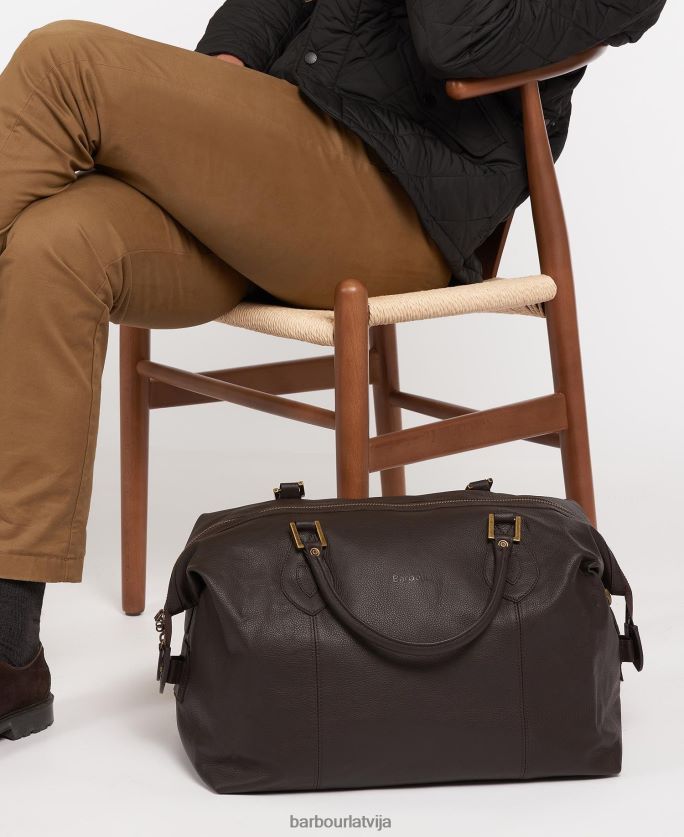 Barbour vīriešiem Ādas vidēja ceļojumu pētnieka soma P8J88A2179 Piederumi šokolāde