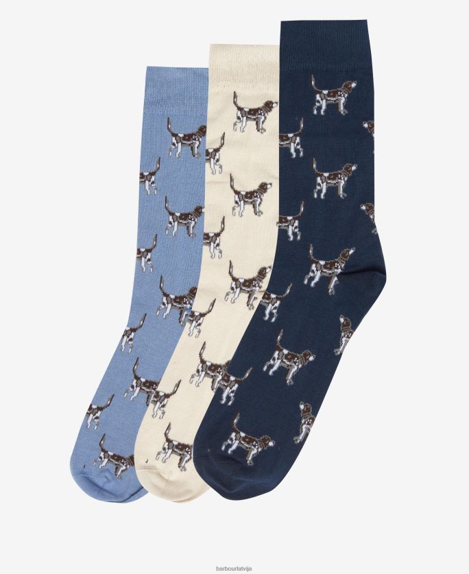Barbour vīriešiem pointer suns zeķes dāvanu komplekts P8J88A2371 Piederumi tumšs/krēms/zils