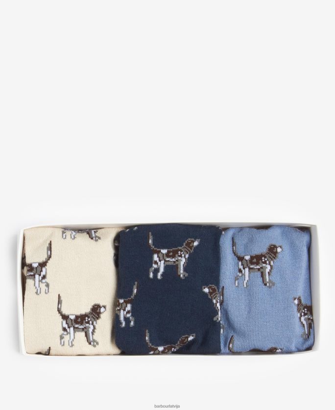 Barbour vīriešiem pointer suns zeķes dāvanu komplekts P8J88A2371 Piederumi tumšs/krēms/zils